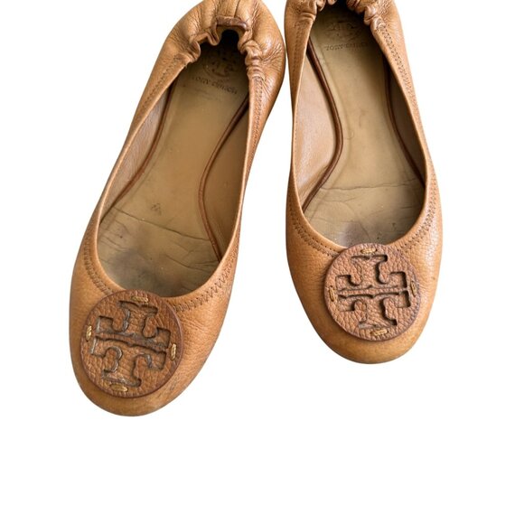 TORY BURCH Tan Leather Reva Ballet Flats size 10.5 - Picture 7 of 9